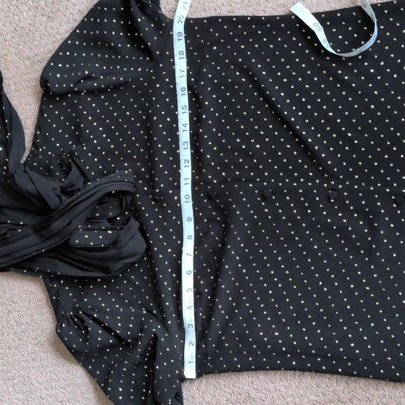 Michael Michael Kors Black & Gold Polka Dot Pleated Tie-Neck Dress – Size M. - Picture 6 of 7